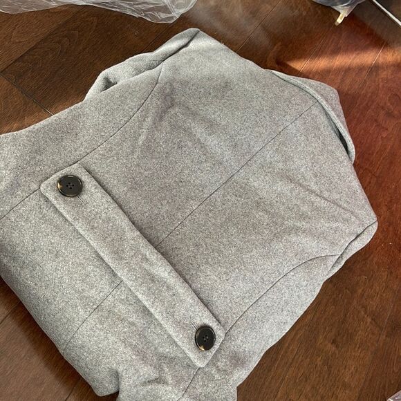 1 Madison the Coat Edit Wool-blend Reefer Coat-Grey-medium - Picture 5 of 5
